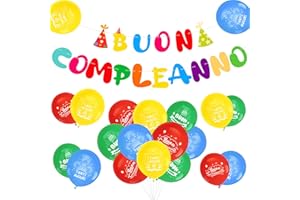 MONCAP Festone Buon Compleanno Multicolore Striscioni Buon Compleanno Festone Buon Compleanno Bandiera Banner Ghirlanda in Italiano per Addobbi Decorazione Casa Festa Compleanno