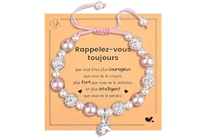 BOCHOI Papillons Trèfle Cheval Fille Bracelet Meilleure Amie Cadeau Fille 5 6 7 8 9 10 11 12 Ans Anniversaire pour Amie Sœur Nièce Bracelet Pierre Naturelle Bijoux Noël Idées Cadeau Retour à l'école