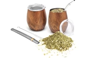 balibetov Nowoczesny zestaw kubków i bombilla (Yerba Mate Cup) – zestaw Yerba Mate zawiera podwójne ścianki filiżanki do herbaty Mate ze stali nierdzewnej 18/8, dwie bombilla Mate (słomka) i szczotkę