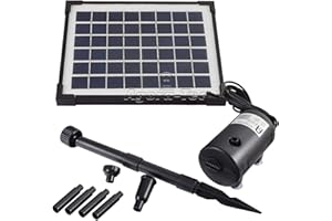 Agora-Tec® AT-5 W, pompa solare per laghetto, 5 Watt, Hmax: 470 l/h, altezza fontana: 0,65 m, per laghetto da giardino o fontana