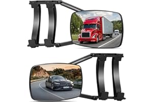 QCXWCJWD 2 Pieces Convex Caravan Towing Mirrors, Universal Mount, Rear Outer Mirrors with Clamps, Easy Installation, Durable Construction, Stable Viewing, Enhanced Safety
