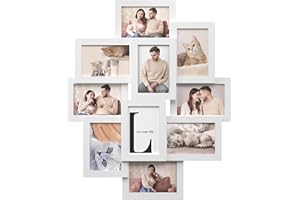 SONGMICS Cadres Pêle-Mêle, 10 Cadres pour Photos 10x15 cm, Galerie Photo Murale, Décoration Murale, Blanc Nuage RPF20WT