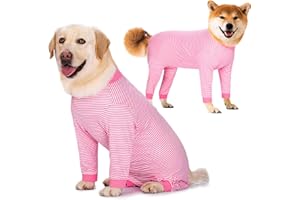 Yeapeeto Dog Onesie Surgery Recovery Suit for Large Medium Bodysuit Dogs Pajamas PJS Full Body for Shedding, Allergy, Anti Licking, Wound Protection, Cone Alternative (2XL, Pink)