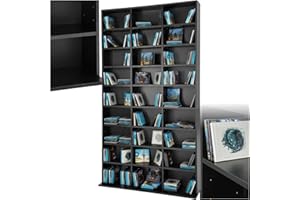 ‎TECTAKE tectake Regal Aufbewahrung, offene Schrank Wand stehend für CDs, DVDs, als Bücherregal, Raumtrenner, Ständer oder Vitrine für Sammlungen und Hobby - schwarz