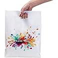 SHOPPIBAG Thank You Bags for Business with Handles 12x15 (100 Count, White) - Plastic Shopping Retail Bags for T Shirt, Boutique and Merchandise Bags