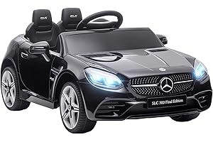 AIYAPLAY 12 V Children's Electric Car, Children's Vehicle with 2.4G Remote Control, Electric Vehicle with LED Headlights, Seat Belt, Horn, Music, Mercedes SLC 300 Children's Car for Children from 3