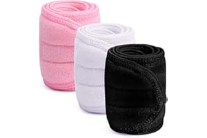3 Piezas Diadema de Maquillaje,XCOZU Ajustable Diadema Para Maquillaje con Cinta Mágica,Cinta Pelo Maquillaje Para Maquillaje,Bañarse,Yoga Deportes(Blanca,Negra,Rosa)