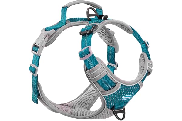 ThinkPet No Pull Harness Harnais de Sport Respirant avec poignée - Gilet de sécurité pour Chien rembourré réfléchissant Harnais réglable, Clip arrière/Avant pour Easy Control