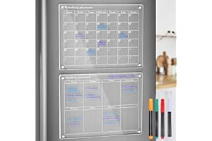 Wochenplaner Abwischbar Kühlschrank Magnetisch Monatsplaner: YIDM 2 Stück Acrylic Kühlschrankkalender Magnetisch mit 4 Markerstiften, Mealplanner Familienplaner Whiteboard Kalender für Büro Zuhause