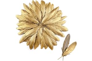 Morices 50 Pcs Gold Feathers for Crafting, 15-20cm Natural Craft Feathers Handmade Decorative Goose Feather for DIY Projects Dream Catcher Carnival Wedding Angel Wings Clothing Decoration