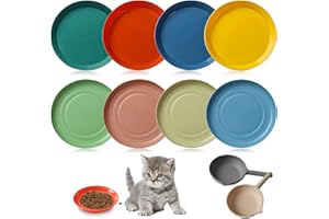AIVORO 8 Stück Flache Katzennäpfe mit 2 Schaufeln, Katzennapf Teller Flach, Katze Futternapf, Katzenfutternapf Schnurrhaar ermüdungsfrei, Cat Bowl für Kätzchen kurzbeinige Katzen Welpen, 8 Farben