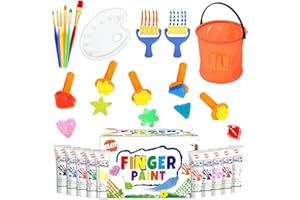 BLOT Colori a Dita per Bambini Lavabili Pitture Dita Bambini Non Tossico con Spugna Pennelli Tavolozza per Dipingere Apprendimento Precoce Disegno Regalo