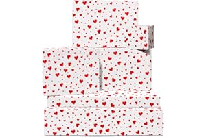 Papel de regalo para aniversario - 6 hojas de papel de regalo - Rojo y blanco - Amor, corazón - Papel de regalo de cumpleaños o San Valentín para él - Regalo para hombre y mujer - De Central 23