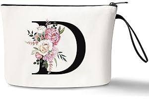 JEKUGOT Personalisierte Make-up-Taschen, Geburtstagsgeschenke für Frauen, Mütter, A-Z Personalisierte Geschenke für Frauen, einzigartige Freundschaftsgeschenke für Frauen, Braut-Kosmetiktasche (D)