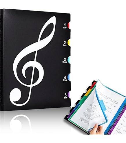 Classeur à Partitions AUAUY 60 Pages - Porte-partitions Pliable A4 Avec Notes Autocollantes Pour Musiciens