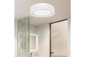VIPMOON 24W Bathroom Ceiling Light, 6500K Daylight White LED Flush Mount Ceiling Light, 2160LM Crystal Edge Round Ceiling Lamp for Bathroom Bedroom Hallway Porch Balcony Kitchen Children's Room