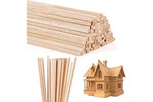 DEEPTON Balsa Wood Sticks, 100 PCS Square Wooden Sticks for Craft, Natural Wood Strips, Unfinished Dowling Rods for Art, DIY Projects & Woodcraft (3 x 3 x 300 mm)