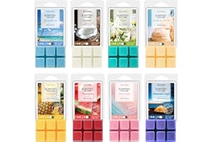 SALKING Fondants de Cire parfumée d'Été pour Lampes parfumées, 100% Bougies de Cire de soja parfumées, senteurs d'noix de Coco, Mojito, Glace à la Vanille, Coffret Cadeau pour Vacances d'Été, 8 Packs