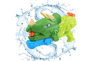 YUMCUTE Pistolets à Eau pour Enfant, Pistolet à Eau Efants d'été avec 640ml portée de 8-10M, Pistolet à Eau Longue Portée avec Dessin de Dinosaure Jouet Aquatique pour Enfants et Adultes