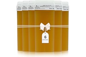 ‎DERMAWAX DERMAWAX Natural Honig Wachspatronen 6x 100 ml Roll-On Wax Nachfüllset - Warmwachs für empfindliche Haut- ideal für Achseln Beine Rücken Arme & Brust – Cremige Konsistenz (600 ml, Honig)