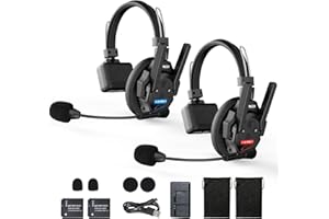 SYNCO XTALK XPRO2 Wireless Intercom Headset, 2,4GHz Vollduplex 24H 500M Reichweite Echtzeit-Teamkommunikation, Funk Gegensprechanlage Kopfhörer