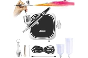 XDOVET Airbrush Set 30PSI, Airbrush-Set con Compresor, Mini Airbrush Compression, Kit de Compresión para Maquillaje, Decoración de Pasteles, Arte de Uñas, Pintura, Tatuaje, Modelado DIY