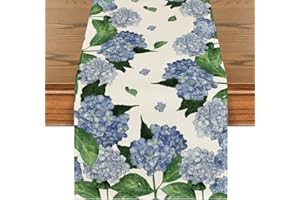 Artoid Mode Hortensien Blumen Sommer Tischläufer, Saisonnal Küche Tisch Dekoration Drinnen Urlaub Party Dekor 40x180 cm