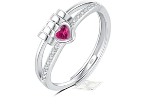 YOEE Anxiety Rings for Women Girls - Sterling Silver Plated Fidget Rings for Anxiety, Adjustable Cubic Zirconia Spinner Ring Jewellery Stress Relief Gift for Daughter Birthday Christmas