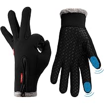 Gants D'hiver Tactiles Coupe-vent - Pour Cyclisme, Course, Ski - Antidérapants, Imperméables, Homme Et Femme - Noirs, Taille L
