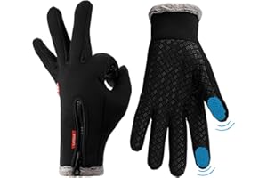 Lzfitpot Winter Warm Gloves - Anti Slip Touch Screen Windproof Thermal Cycling Gloves for Men & Women