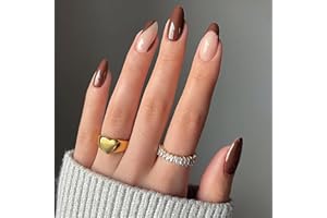 Luvadeyo - 24 unghie finte lunghe, ballerina, da donna e ragazza, in acrilico, copertura completa, colore: marrone