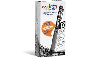 CARIOCA Oops Chowany Czarny | Zestaw Wymazywalne długopisy do college"u, uniwersytetu i biura z wbudowanym gumą i ergonomicznym uchwytem, czarne długopisy