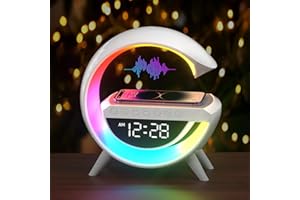 SUEWIDFAY AtmosphäRenlampe 15W Drahtloses Ladegerät Atmosphäre Lampe Led Wecker Smart Tischlampe mit Bluetooth-Lautsprecher Dazzling Running Lights 13 Modi Lichter für Erwachsene Kinder Büro Schlafzimmer