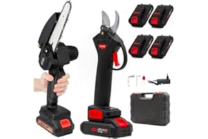 081 Store - Set da Potatura 48V Con Forbici e Motosega 6 Pollici, Garanzia 2 Anni, 4 Batterie e Valigette, Assistenza Immediata