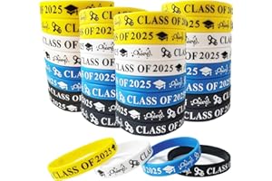 Mtaajin Class of 2025 Wristbands 32 Pcs Silicone Graduation Bracelets, Graduating Rubber Bracelets Grad Silicone Wristbands 4 Colors Celebrating Bracelet for Graduation Party Favors