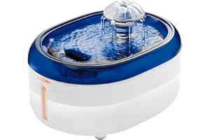 Fontaine a Eau Chat Wopet W300 - Véritable Filtre Fontaine Eau Chat - Ultra Silencieuse Fontaine Chat - Distributeur 2L Fontaine à Eau pour Chat avec Filtration 6 étapes, Bleu Blanc