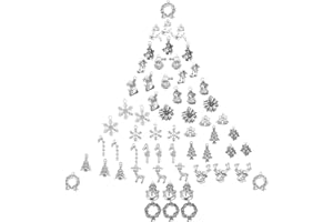 SUNNYCLUE 1 Box 60Pcs 20 Styles Alloy Christmas Charms Bulk Tibetan Style Snowflake Pendants Holiday Theme Reindeer Jingle Bells Charms for Crafts Making Spplies, Antique Silver