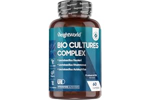 WEIGHTWORLD Fermenti Lattici Probiotici Vegani, 77 Miliardi CFU, Probiotici Donna, Uomo, 20 Ceppi Batterici, Fermenti Lattici Adulti, Lactobacillus Gasseri, Lactobacillus Reuteri, 60 Capsule, Prebiotici, Inulina