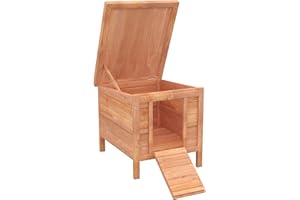 PawHut Conigliera Gabbia per Conigli da Interno Esterno Giardino Tetto Apribile in Legno 51x42x43cm