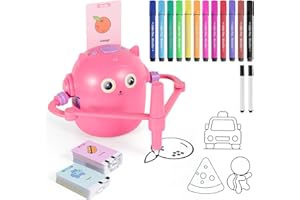 LTFIOON Drawing Robot, Robot de Dibujo para Niños con 100 Tarjetas, Robots de Pintura Mágico Juguete Educativo Interactivo Robots de Dibujo Mágico para Niños (Rosa)