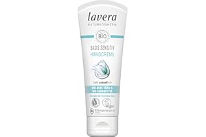 lavera Base Sensitiv crema per le mani – con aloe vera e burro di karitè biologico – assorbe rapidamente – umidità di lunga durata – cura intensiva – cosmetico naturale – vegano – biologico (1 x 75