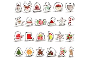 ROELLY 24 Pezzi Formine Biscotti Natale, Taglia Biscotti Natalizie in Acciaio Inossidabile, Albero di Natale, Fiocchi di Neve, Omini di Pan di Zenzero, Stampini Biscotti Natale, Stampini per Biscotti