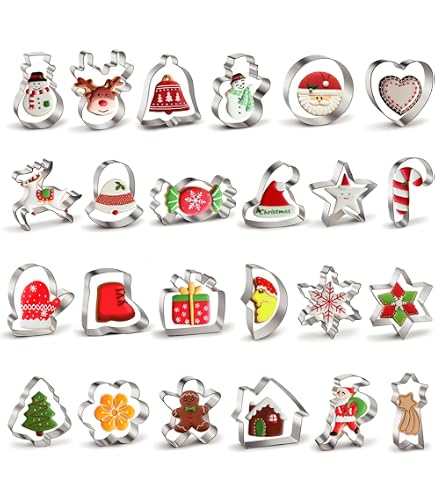 MELLIEX 9 Formine Biscotti Di Natale 3D, Stampini In Plastica Alimentare Con Motivi Di Babbo Natale, Albero E Pupazzo Di Neve, Taglia 6 Cm - 3