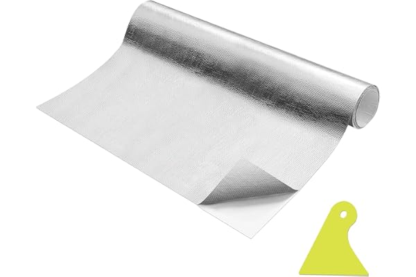 60 x 100 cm aluminium värmeskyddsfolie självhäftande glasfiberisolering | Högt temperaturskydd isoleringsfilm, värmeskyddsmatta självhäftande för tak, slang, bil