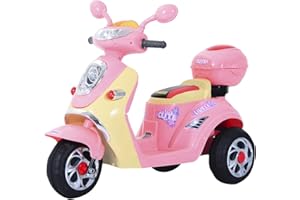 HOMCOM® Scooter électrique pour Enfant 3 Ans 6 V Métal + polypropylène 108 x 51 x 75 cm Rose/Blanc