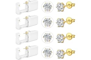 NIUSIMAN 4 piezas pistola perforadora orejas oído acero quirúrgico 316L 4MM 5MM Cubic Zirconia oído pistola conjunto Stud Pendientes Inicio Auto Ear Piercer Kit con pendientes de plata Stud