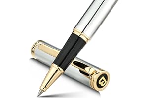Penna roller di lusso BEILUNER, rivestimento decorativo placcato oro autentico, ricarica Schneider 850, con scatola regalo