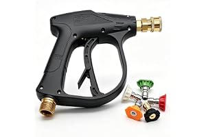 Stone Banks högtryckstvättpistol med 5 färgsprutmunstycken, 4 000 PSI 1/4 tum snabbkoppling snöskumpistol och sprutmunstycken, M22 metrisk tråd kort spraypistol för biltvätt, husputs