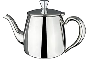 Café Olé Théière PT-018 Premium, acier inoxydable 18/10, poli miroir, 18 oz, poignées creuses Stay Cool, bec verseur parfait, argent