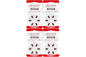 BEVIGOR 312 Hearing Aid Batteries, 24 High Capacity Mercury-Free Premium Hearing Aid Batteries, Easy Replacement, 4x6 Pack PR41 Brown